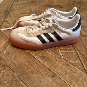 Adidas Samba White and Black Sneakers with Gum Sole